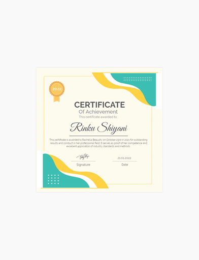 [Appreciation Certiicate] Achievement Certificate