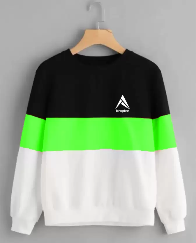 [Multicolor Hoddie-Greenblackwhite-M] Multicolor Hoddie-Greenblackwhite-M